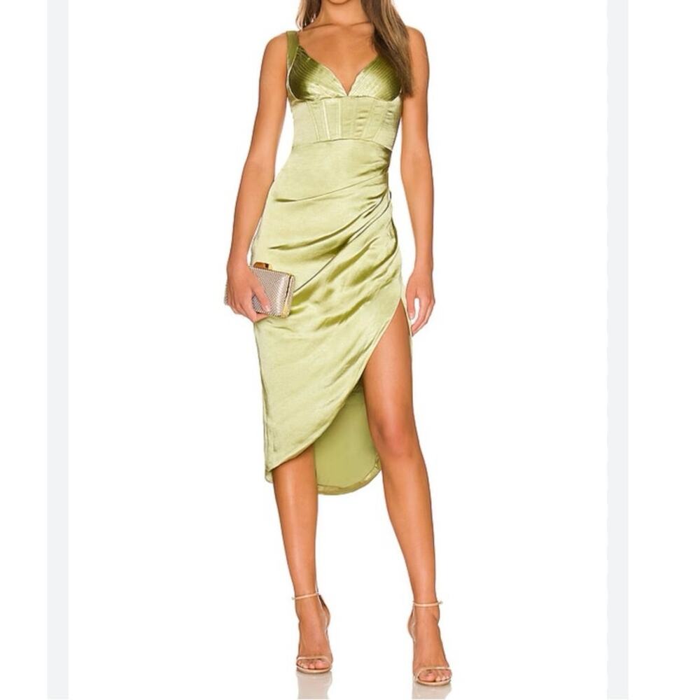 ELLIATT X REVOLVE Rylan Satin  Corset Dress Citrus Green Cocktail Size XS